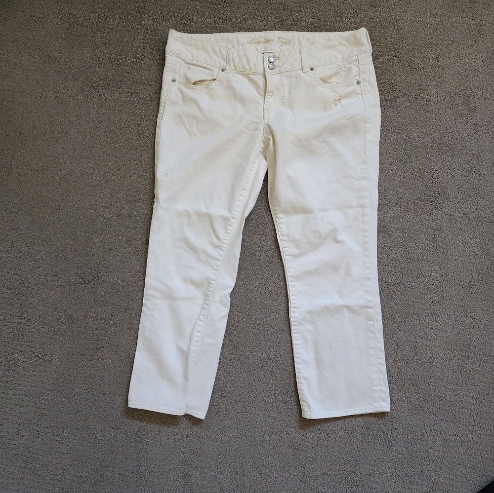American Eagle White Crop Jeans Size 14